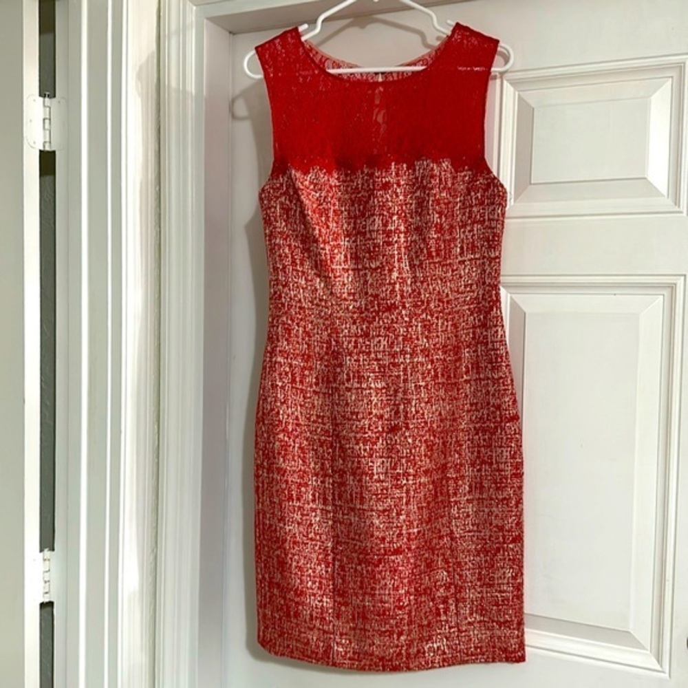 Kay Unger keyhole lace and tweed dress size 8